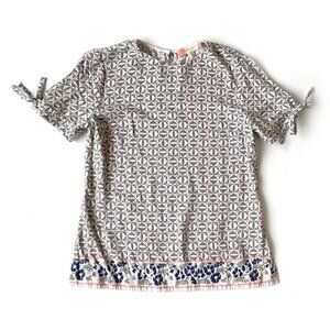 Ted Baker Womens Laylei Blouse Size 1 / US 4 Short Sleeve Ties Geometric Floral